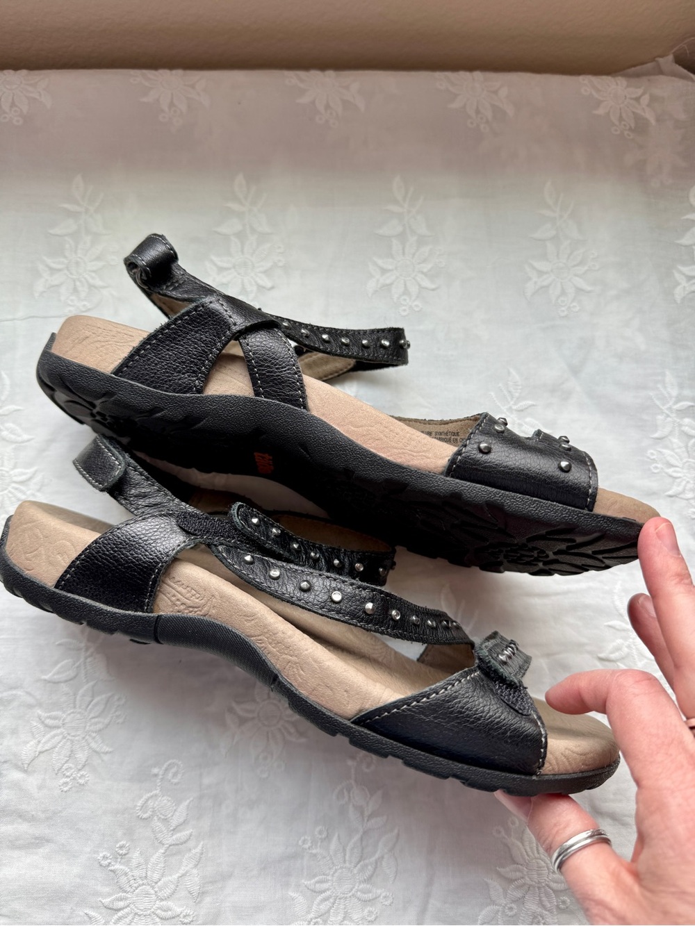 Taos Footwear Black Studded Women's Sandals - Picture 4 of 8